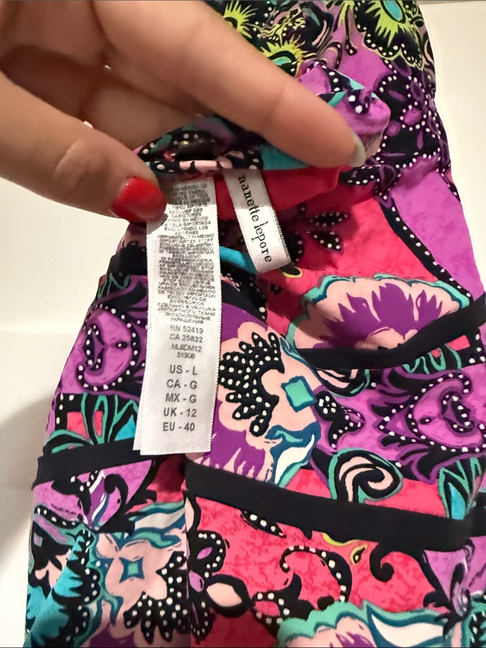 NWOT Nanette Lepore Pink Purple Floral One-Piece Swimsuit with Teal Accents - Picture 5 of 5
